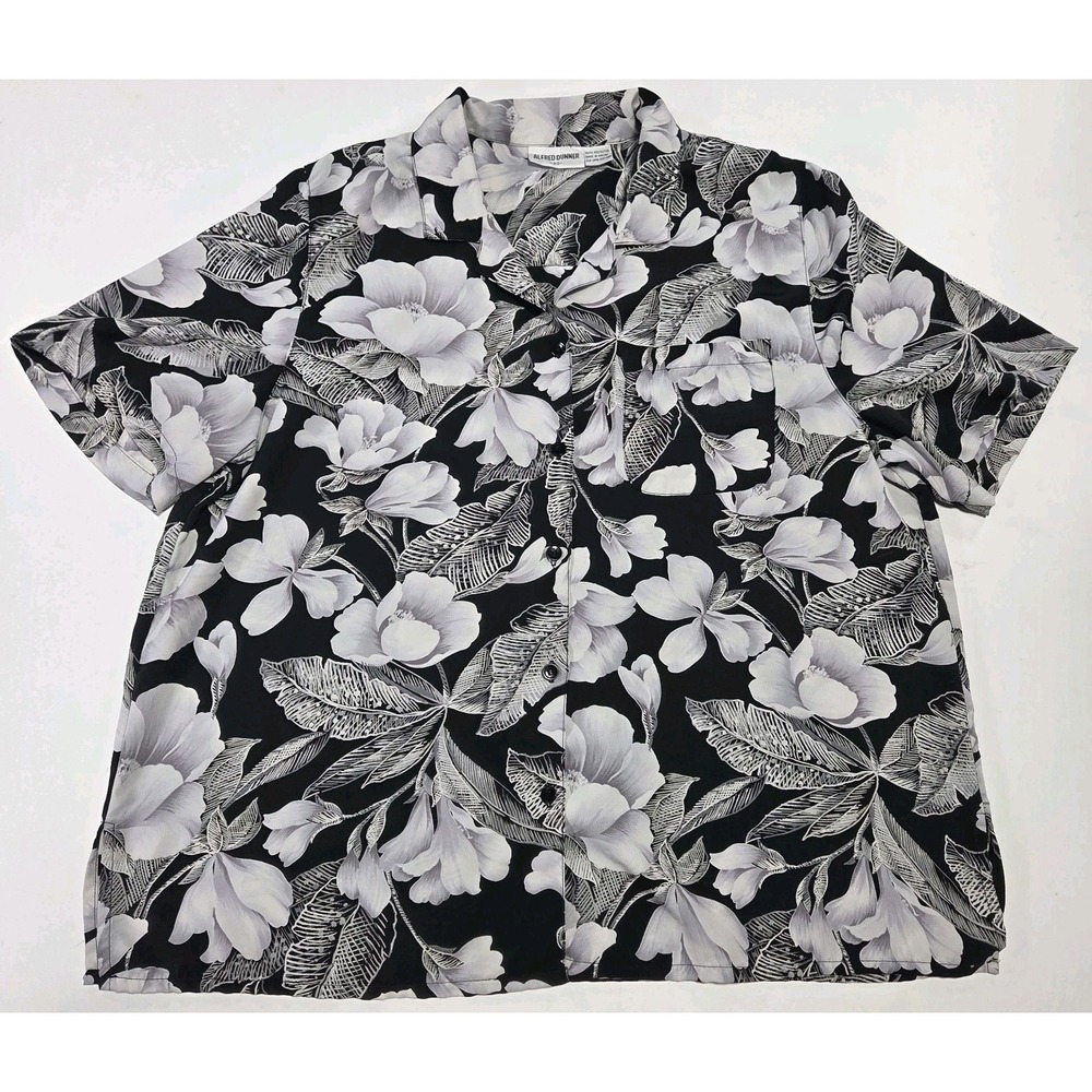 Alfred Dunner Black And White Floral Button Up Shirt Short Sleeve Size 20